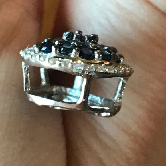 Natural Blue Sapphire Sterling Silver Teardrop Necklace - Picture 6 of 8